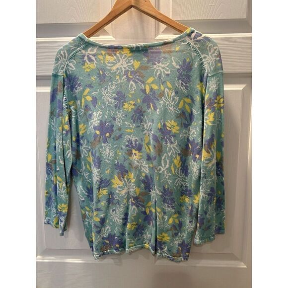 Wild Palms Size Medium Floral Button up V-Neck Cardigan - Picture 2 of 4